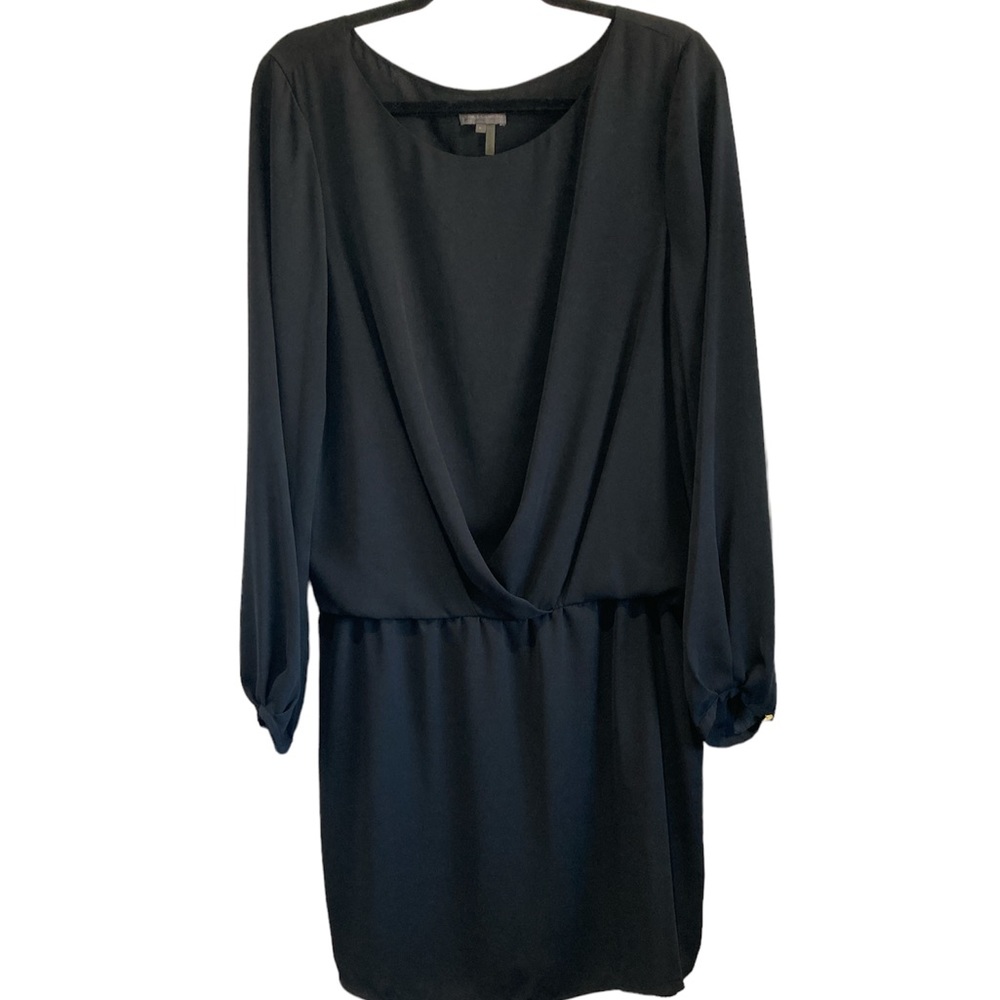 Vince Camuto Scoop Neck Black Dress Long Sleeve Large Women